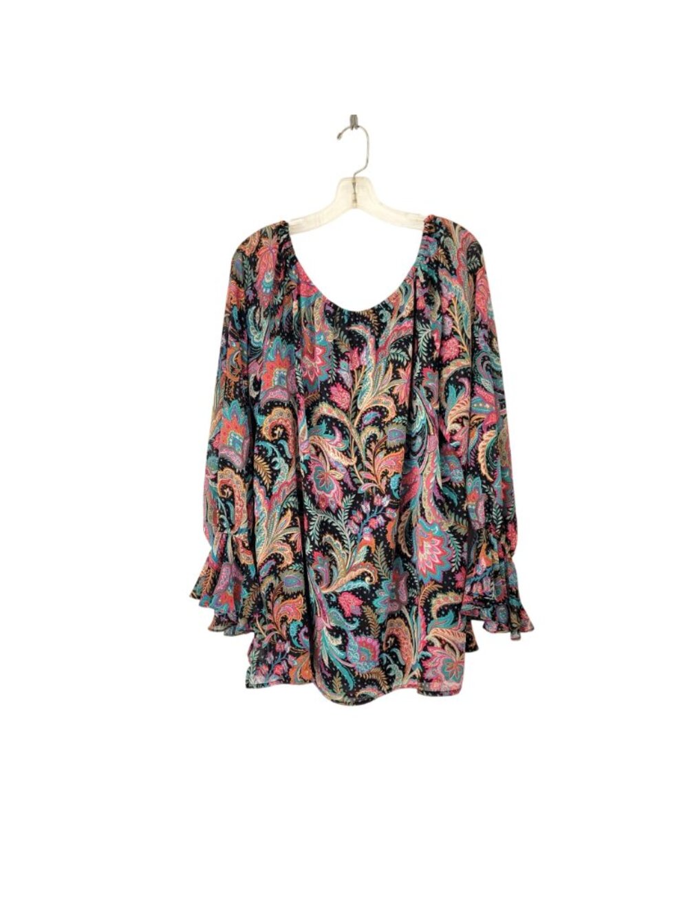 Linea By Louis DellOlio Paisley Print Long Sleeve Blouse 1X Polyester Multi-Colo - Picture 8 of 8
